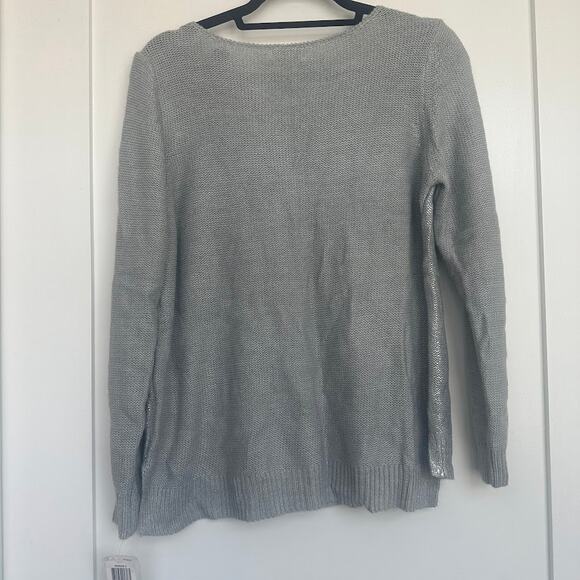 NWT Maison Jules Womens Silver Long-Sleeve Metallic-Flecked Sweater Size XL - Picture 8 of 11